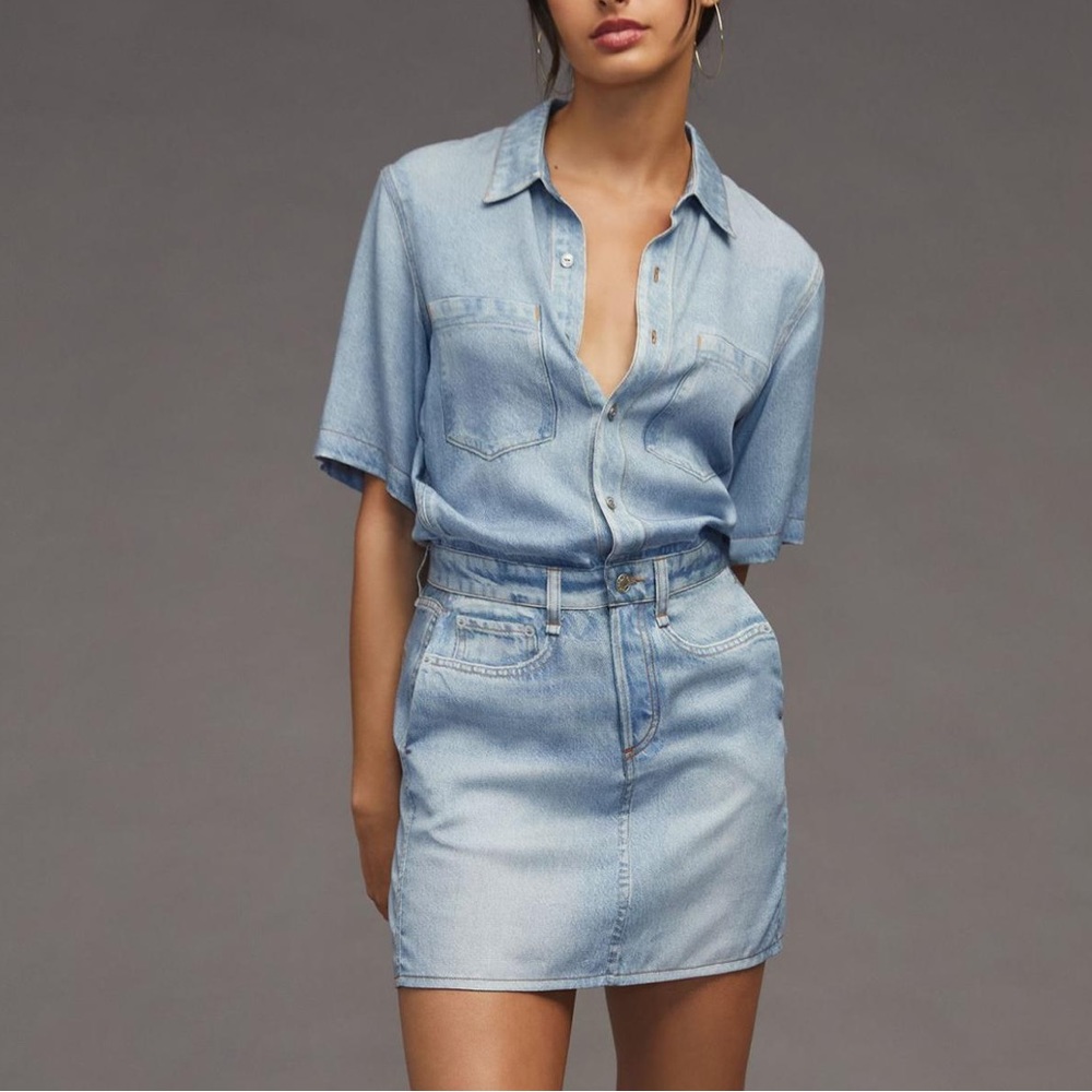 NWT Rag & Bone Liquid Miramar Faux Denim Mini Dress Tulip Size Small